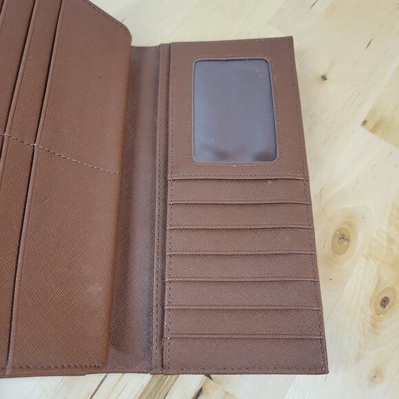 Fossil Leather Checkbook Wallet Womens 7" Brown Trifold Cash Card ID Slots - Picture 5 of 12